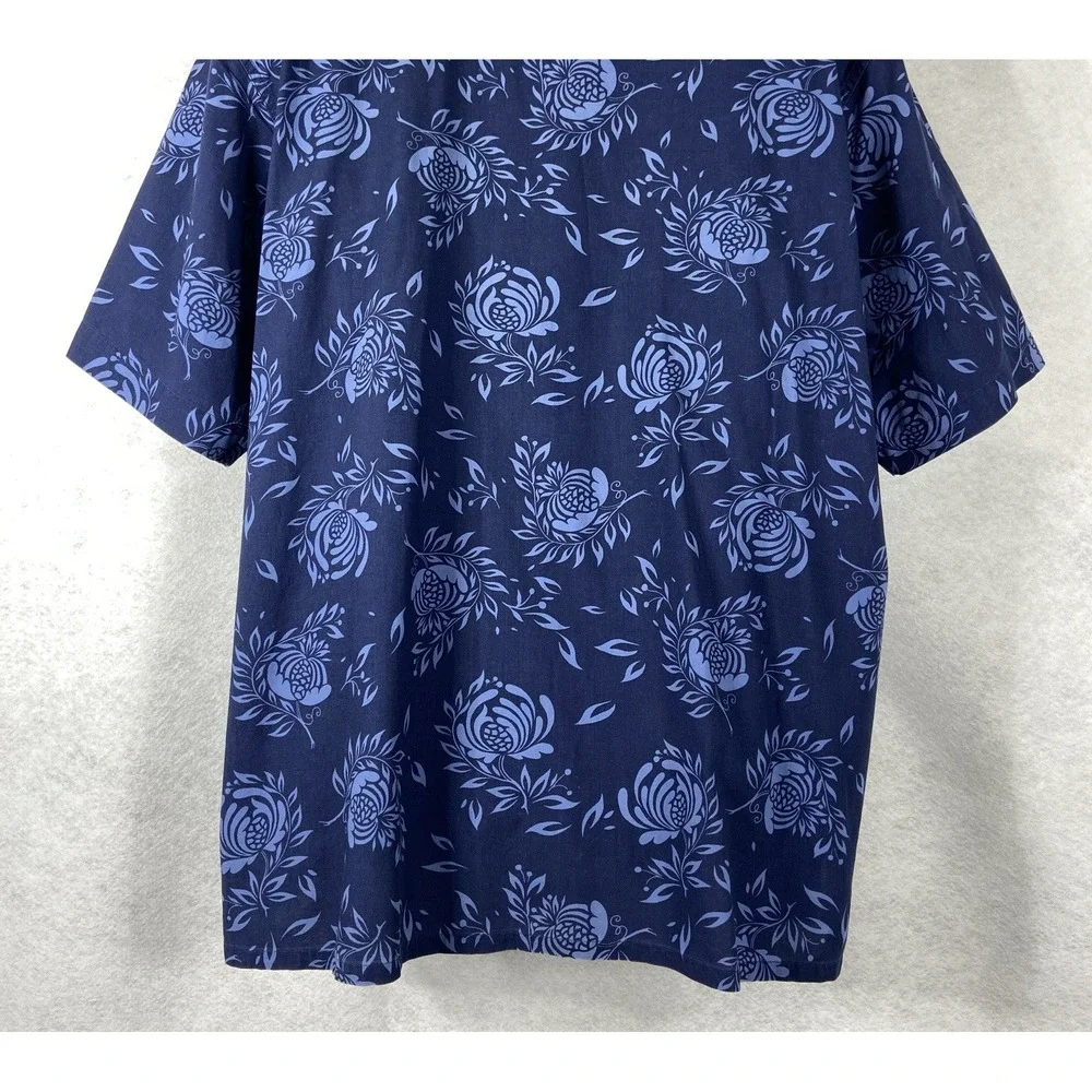 Polo Jeans Co Ralph Lauren Hawaiian Shirt Mens L Blue Pineapple Print Button Up
